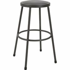 Stool, No Back, Metal, 30"H Padded Vinyl Seat, Light Gray