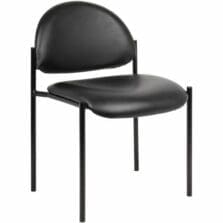 Guest Chair, No Arms, Vinyl, 18-1/9" Seat, Black