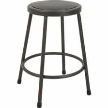 Stool, No Back, Metal, 24"H Padded Vinyl Seat, Light Gray