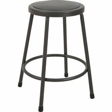 Stool, No Back, Metal, 24"H Padded Vinyl Seat, Light Gray