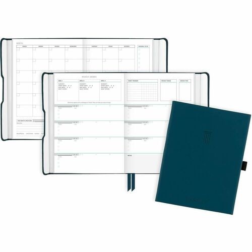 Foundation Undated Weekly/Monthly Planner, 8.5" x 6.75", Blue Cover, 12-Month: Undated