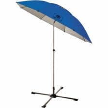 Umbrella and Stand Kit, Adj Height to 92", Hi-Vis Blue Canopy