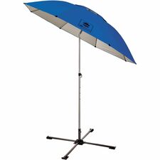 Umbrella and Stand Kit, Adj Height to 92", Hi-Vis Blue Canopy