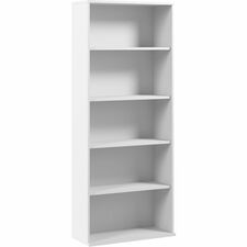 Bookcase, 5 Shelf (3 Adj), 29.53"x12.80"x72", Pure White