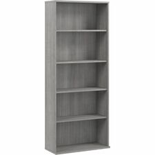 Bookcase, 5 Shelf (3 Adj), 29.53"x12.80"x72", Platinum Gray