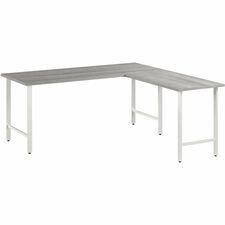 Computer Desk, L-Shaped, 71"x71.33"x29.37"x30", Platinum GY