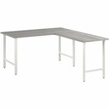 Computer Desk, L-Shaped, 71.33"x59.44"x29.37"x30", Platinum GY