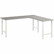 Computer Desk, L-Shaped, 71"x65.33"x23.34"x30", Platinum GY