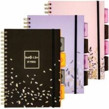Notebook, 5Sub, TwinWire, Dividers, EuroB5, 200Pg, 3/PK, BK/LC/PK