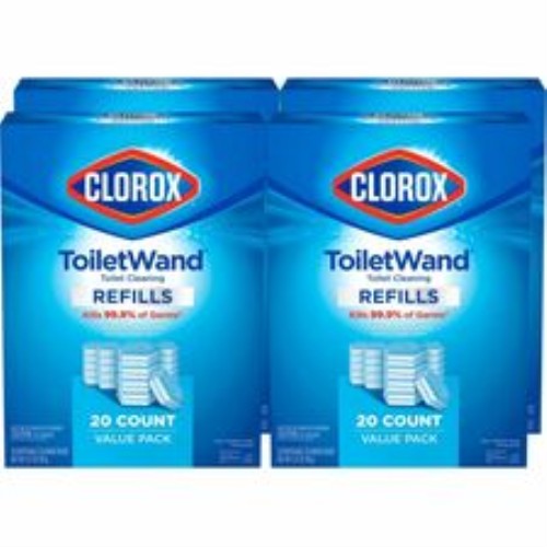 Toilet Wand Refills, Disposable Head, 20/BX, 4/CT, BE/WE