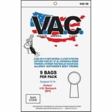 Vacuum Bags, f/Perfect 4-Qt Backpack, HEPA Filter, 9/PK, 5/BD, WE