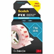 Permanent Clear Mounting Tape, Holds Up to 15 lbs, 1 x 60, Clear
