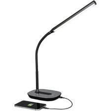 Desk Lamp, Strive, LED, Charging Port, 11" Shade, Flex Neck, BK