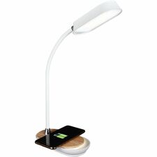 Desk Lamp, Inspire, LED, Qi Charging, Faux Wood Base, 14" Neck, WE