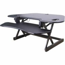 Desk Riser, Corner, 4 AC Outlets, Grommet, 45-1/2"x23-1/4", BK
