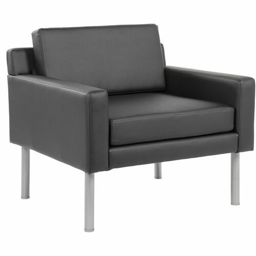 Lounge Chair, Antimicrobial, Vinyl, Steel Legs, BK