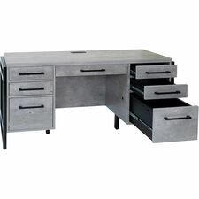 Credenza, w/7Drawers/Outlets, 66"x21"x31", Concrete