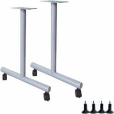 Base, T-Leg,Invent Table, 5"x22"x28.5", Silver