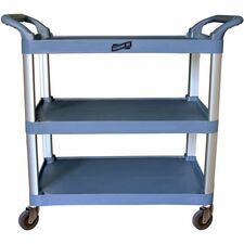 Cart, Bussing, 3-Shelf, Plastic/Aluminum, 19.69"x38.3"x36.6", GY
