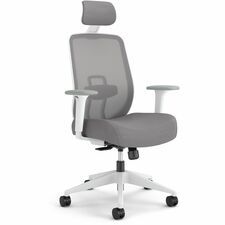 Task Chair, Mesh Back, Fabric Seat, w/Arms, Gray