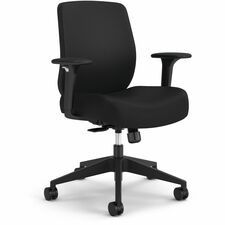 Task Chair, Fabric Back/Seat, w/Arms, Black