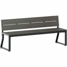 Bench, w/Backrest, Outdoor, Faux Wood, 72"x17-3/4"x17-3/4", Gray