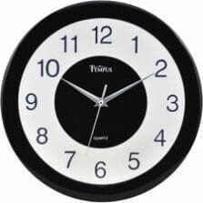 Wall Clock, Battery-Powered, 12" Dia, Translucent BK