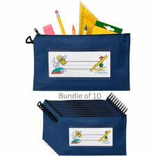 Pouch, f/Pencils, Zipper, 9.5"x2"x5.5", 10/CT, Blue