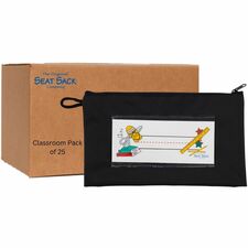 Pouch, f/Pencils, Zipper, 9.5"x2"x5.5", 25/CT, Black