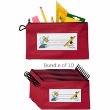 Pouch, f/Pencils, Zipper, 9.5"x2"x5.5", 10/CT, Red