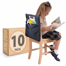 Chair Pocket, 2-Compartment, 12.5"-15"Wx2"D, 10/CT, Black