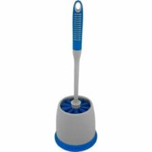Toilet Bowl Brush, w/Holder, Scratchless, 12/CT, Blue/Gray