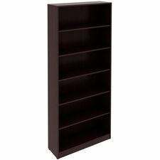 Bookcase, 6-Shelf, 5 Adj Shelves, 36"x12"x84", Espresso