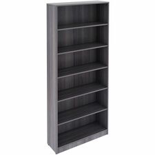 Bookcase, 6-Shelf, 5 Adj Shelves, 36"x12"x84", Weather Charcoal