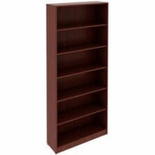 Bookcase, 6-Shelf, 5 Adj Shelves, 36"x12"x84", Mahogany