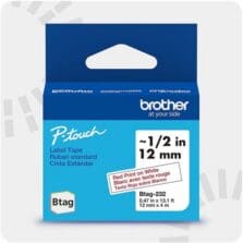 Label Tape, Btag, 0.47"x13.1', RedonWhite