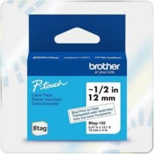 Label Tape, Btag, 0.47"x13.1', BlueonClear