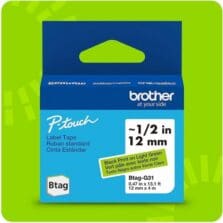 Label Tape, Btag, 0.47"x13.1', BlackonLight Green