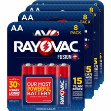 Batteries, AA, Alkaline, Fusion, 8/PK, 24BX/CT, Blue/Red