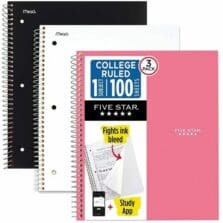 Wirebound Notebook, 1-Subject, Medium/College Rule, Assorted Cover Colors, (100) 11" x 8.5" Sheets, 3/Pack