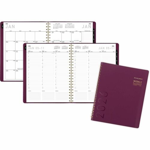 Contemporary Weekly/Monthly Planner, 11.38 x 9, Purple Cover, 12-Month (Jan to Dec): 2026