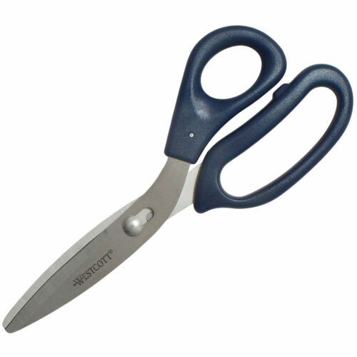Power Pivot Shears, 8" Long, 3.5" Cut Length, Straight Blue Handle