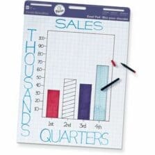 Easel Pads, 1" Grid Ruled, Sulphite Bond Paper, Carrying Handle, 50 Sheets/Pad, 27"x34", 4/CT, White