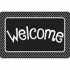 Mat, Welcome, BK/WE Dots, 23-1/2"x15-1/2", MI
