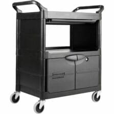 Utility Cart, Locking, 200 lb Cap, 18.63"x33.63"x37.75", Black