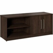 Storage Cabinet, w/2Doors/2Shelves, 59"x20"x25", Black Walnut