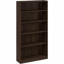 Bookcase, 5-Shelf, Open, 37"x12"x71", Black Walnut