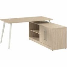 Desk, L-Shaped, w/Low Cabinet, 60"x59"x30", Natural Elm