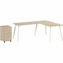 L-Desk, w/Return/File Cabinet, 60"x29"x30", Natural Elm