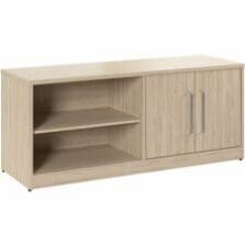 Storage Cabinet, w/2Doors/2Shelves, 59"x20"x25", Natural Elm